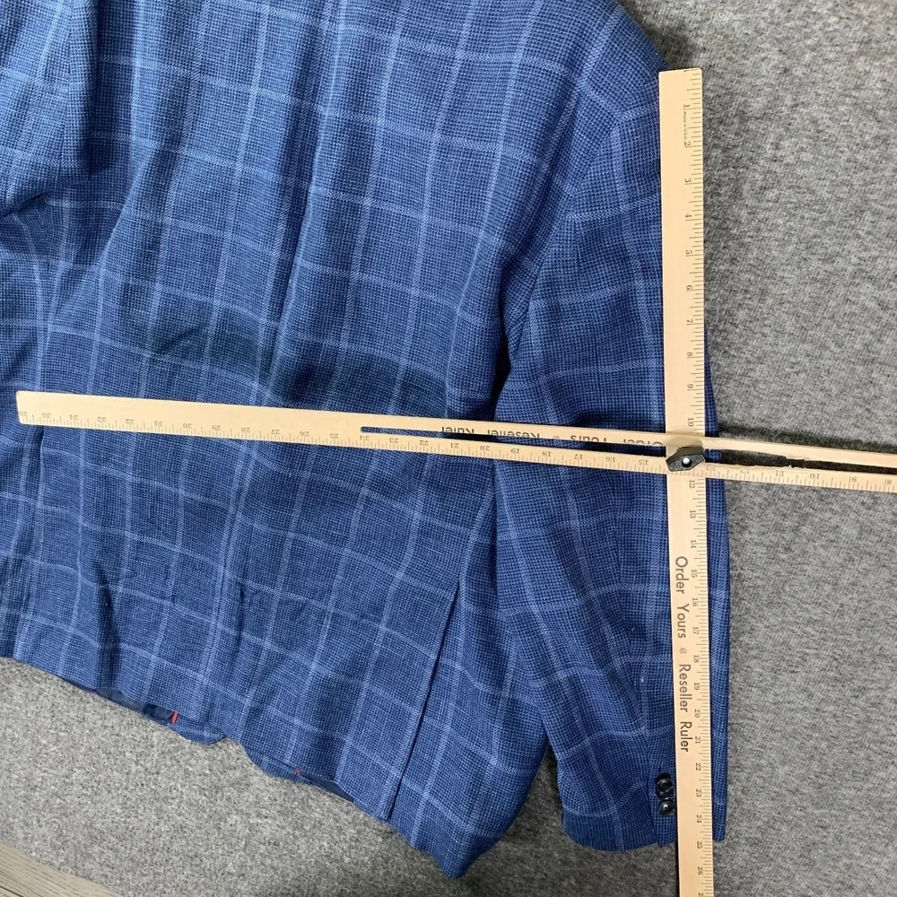 Ermenegildo Zegna Blazer Jacket Men 50R Silk Flax Blue Windowpane Sport Coat - Picture 15 of 16